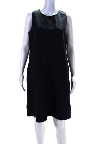 Lafayette 148 New York Womens Cotton Blend Sleeveless Midi Dress Navy Size M