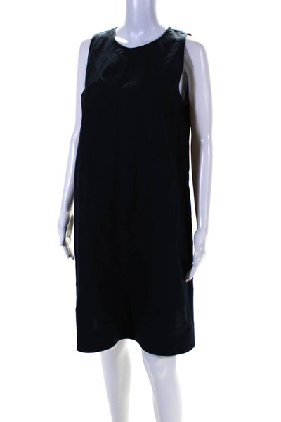 Lafayette 148 New York Womens Cotton Blend Sleeveless Midi Dress Navy Size M