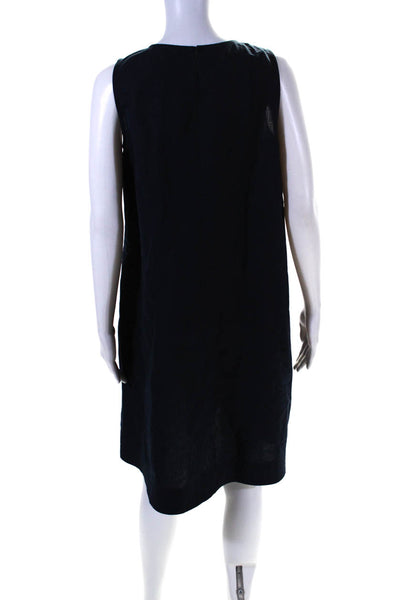 Lafayette 148 New York Womens Cotton Blend Sleeveless Midi Dress Navy Size M