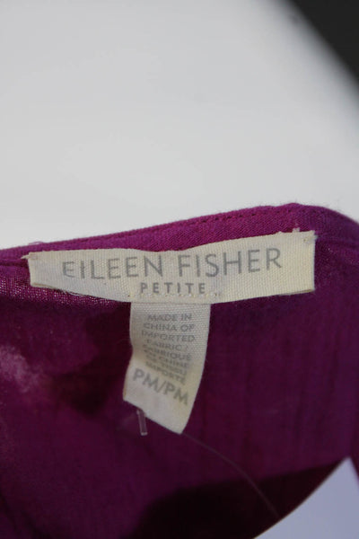 Eileen Fisher Womens Cotton V-Neck Short Sleeve Maxi Dress Purple Size PM