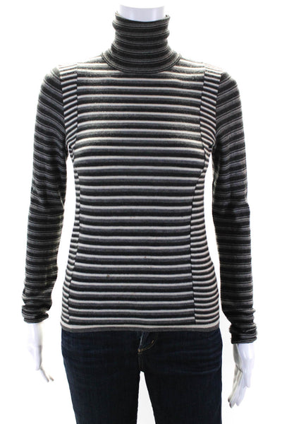 Prada Womens Wool Long Sleeve Striped Turtleneck Top Gray Size 38