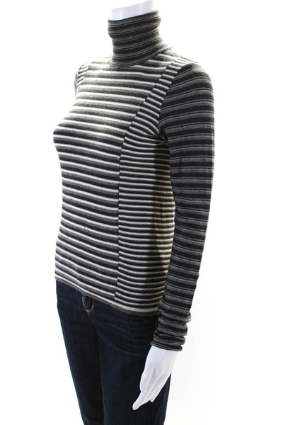 Prada Womens Wool Long Sleeve Striped Turtleneck Top Gray Size 38