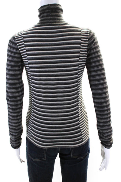 Prada Womens Wool Long Sleeve Striped Turtleneck Top Gray Size 38