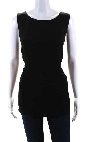 Lafayette 148 New York Womens Silk Round Neck Sleeveless Blouse Black Size M