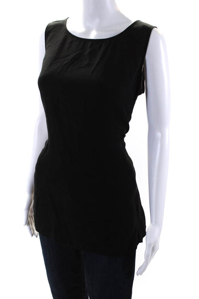 Lafayette 148 New York Womens Silk Round Neck Sleeveless Blouse Black Size M