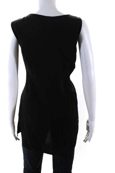 Lafayette 148 New York Womens Silk Round Neck Sleeveless Blouse Black Size M