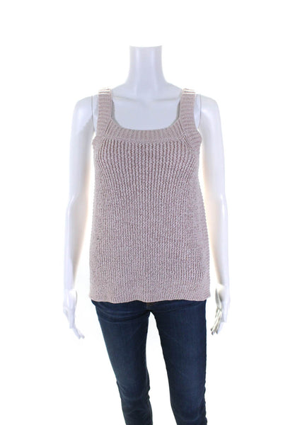 J Crew Womens Cotton Sleeveless Split Hem Knit Tank Top Light Pink Size S