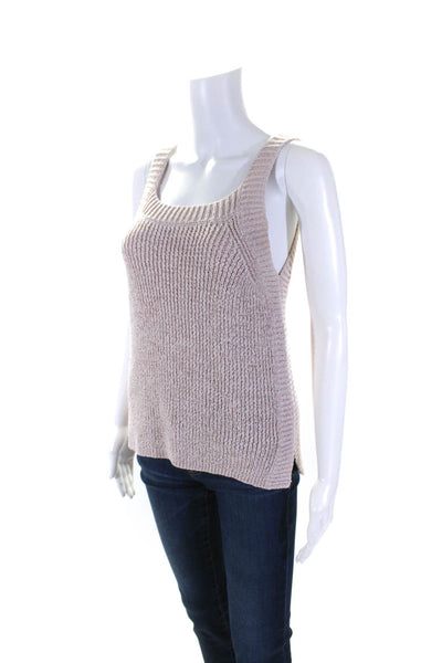 J Crew Womens Cotton Sleeveless Split Hem Knit Tank Top Light Pink Size S