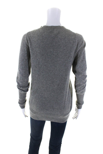 J Crew Collection Womens Cashmere Knit Long Sleeve V-Neck Sweater Gray Size S