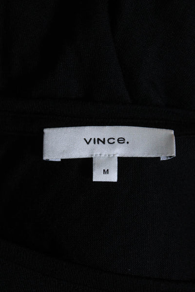 Vince Womens Crew Neck Short Sleeves Pullover Tee Shirt Black Size Medium