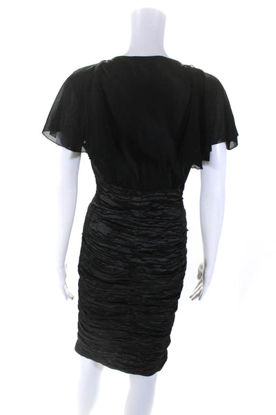 Nicole Miller Womens Short Sleeves Ruched Body Con Dress Black Size 12