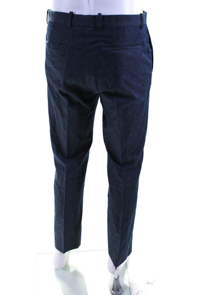 Theory Mens Slim Leg Pleated Twill Dress Pants Navy Blue Cotton Size 32