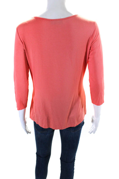 Bailey 44 Womens Eyelet Long Sleeves Blouse Coral Pink Size Medium