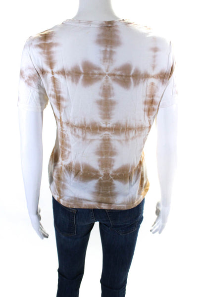 ALC Womens Short Sleeve Tie Dye Top Tee Shirt White Brown Size Extra Small