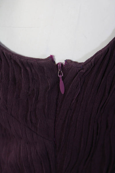 Douglas Hannant Womens Pleated Chiffon Ruffle V Neck Sheath Dress Purple Size 6