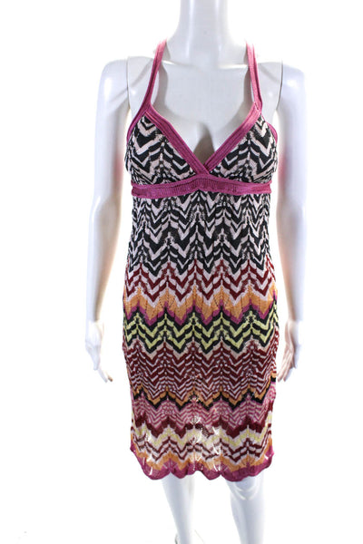 Missoni Womens Knit Chevron V Neck Sheath Dress Multicolor Size IT 40