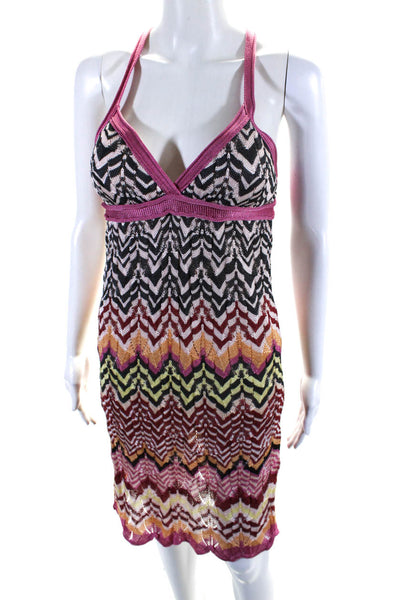 Missoni Womens Knit Chevron V Neck Sheath Dress Multicolor Size IT 40