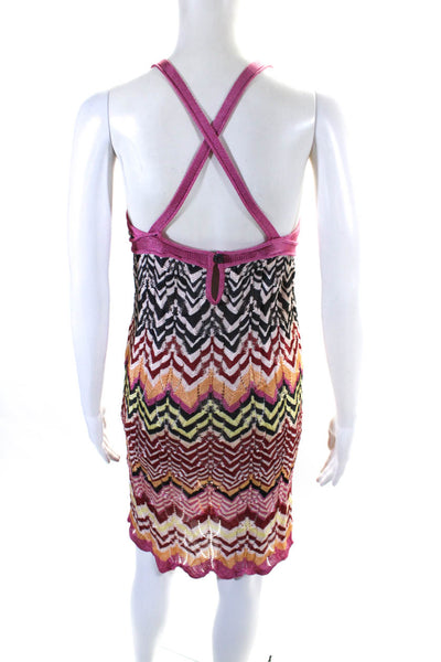 Missoni Womens Knit Chevron V Neck Sheath Dress Multicolor Size IT 40