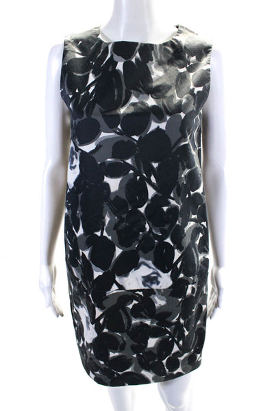 Marni Womens Floral Sateen Sleeveless Sheath Dress Black Gray White Size IT 38