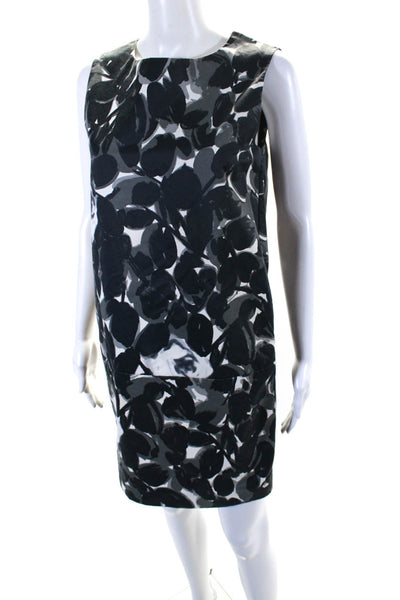 Marni Womens Floral Sateen Sleeveless Sheath Dress Black Gray White Size IT 38