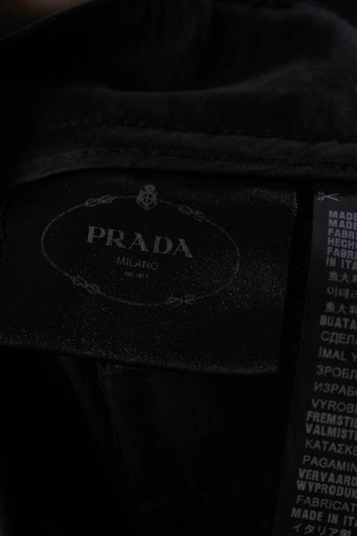 Prada Womens Mid Rise Poplin Straight Leg Dress Pants Black Cotton Size IT 40