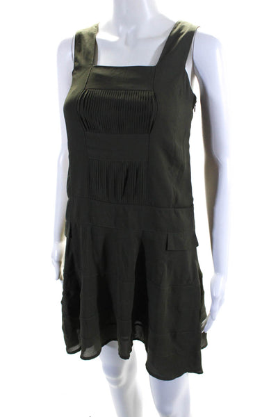 L'Amour Womens Green Square Neck Sleeveless Lined Shift Dress Size XS
