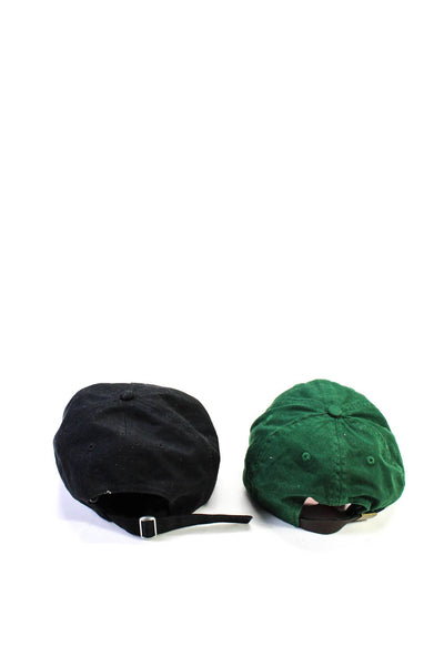 J Crew Mens Canvas Golf Baseball Caps Hats Black Green One Size Lot 2