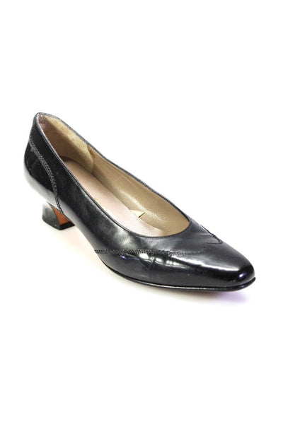 Salvatore Ferragamo Womens Leather Slide On Pumps Black Size Extra 6 Narrow