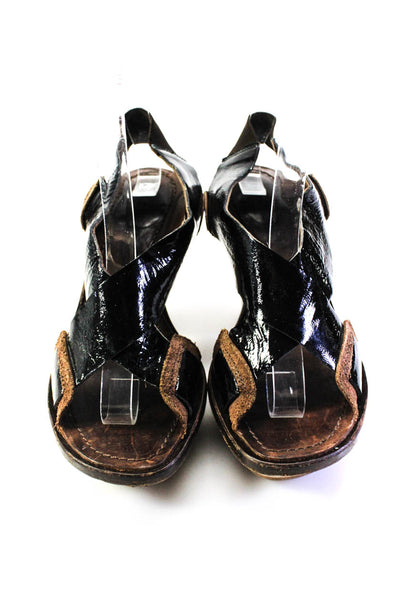 Marni Womens Patent Leather Platform Slingbacks Sandal Heels Black Size 36 6