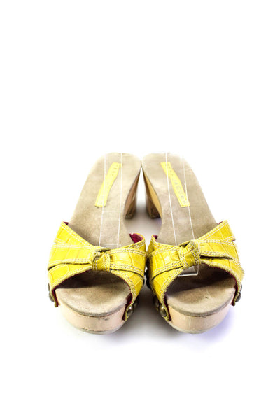 Marc Jacobs  Womens Leather Slide On Clog Sandal Heels Yellow Size 35 5