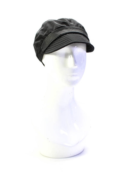 Postcard Unisex Fleece Lined Nylon Newsboy Hat Black Size Medium