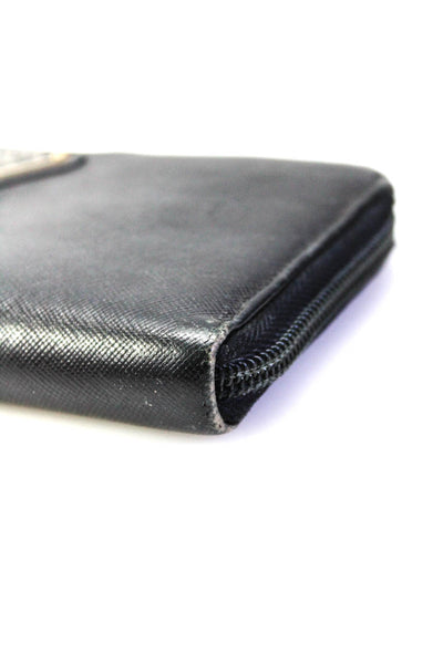 Prada Womens Saffiano Leather Zip Around Continental Wallet Black