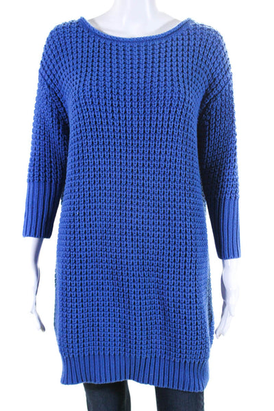 ACNE Studios Womens Cotton 3/4 Sleeve Chunky Knit Sweater Blue Size XS