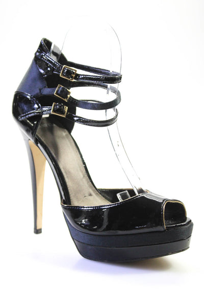 Carvela Womens Patent Leather Platform Ankle Strap Heels Black Size 39 9