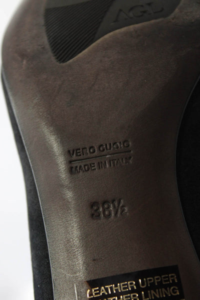 AGL Attilio Giusti Leombruni Womens Suede Stitch Detail Pumps Black Size 38.5 8.