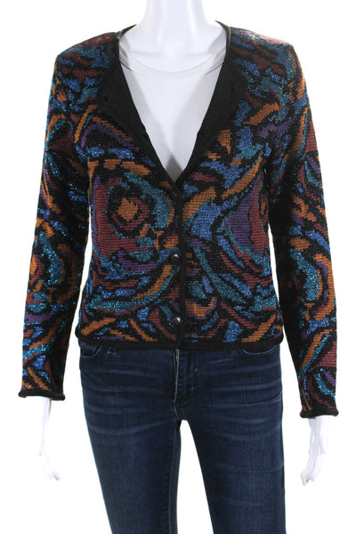 Givenchy Womens Abstract Glitter Print Buttoned Cardigan Multicolor Size EUR36