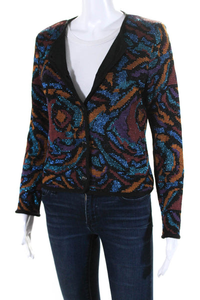 Givenchy Womens Abstract Glitter Print Buttoned Cardigan Multicolor Size EUR36