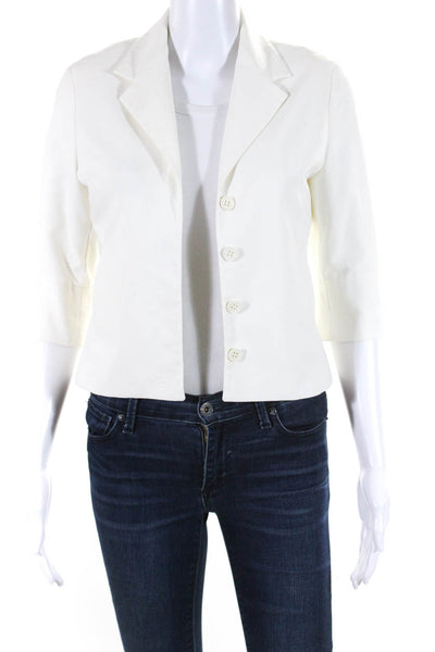 Burberry London Womens Cotton Collared Long Sleeve Buttoned Blazer White Size 4