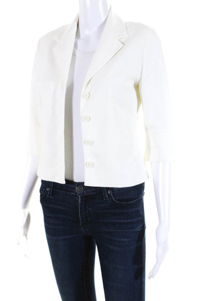 Burberry London Womens Cotton Collared Long Sleeve Buttoned Blazer White Size 4