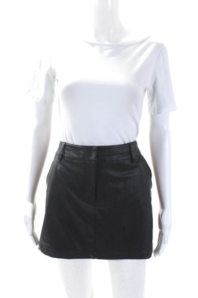 Amanda Uprichard Womens Faux Leather Mini Pencil Skirt Black Size Large