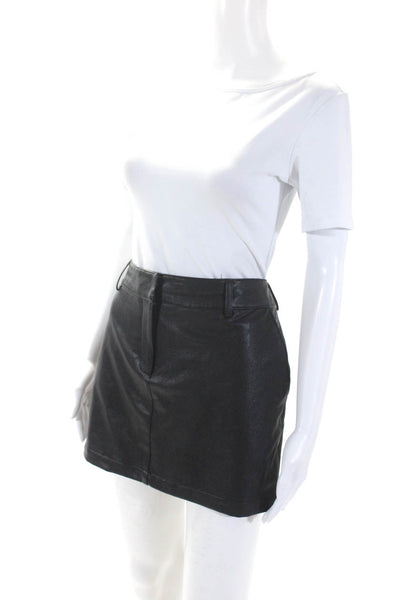 Amanda Uprichard Womens Faux Leather Mini Pencil Skirt Black Size Large