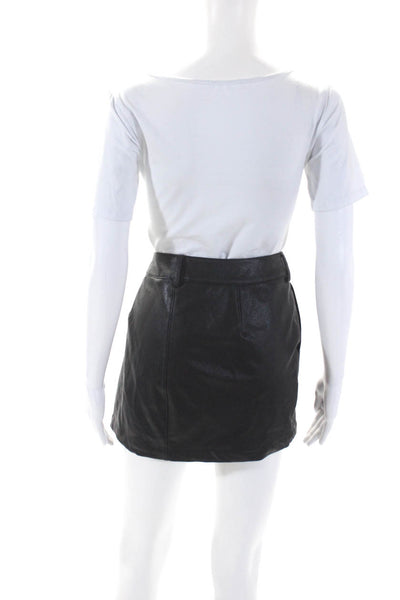 Amanda Uprichard Womens Faux Leather Mini Pencil Skirt Black Size Large