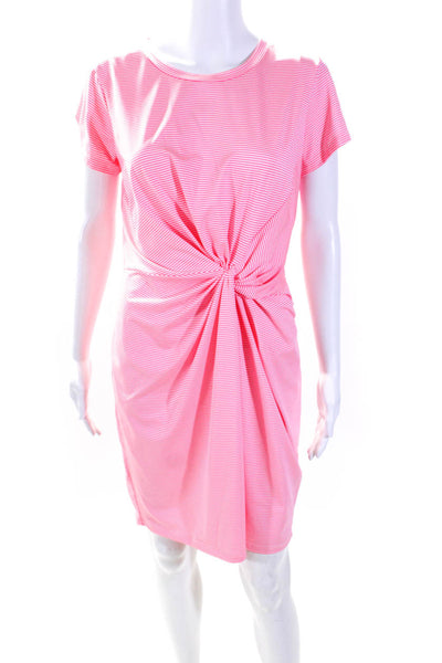 Vineyard Vines Womens Knotted Waist Stripe Stretch Sheath Dress Pink Size Medium