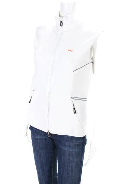 Kjus Womens Two Pocket Contrast Stitching High Neck Zip Up Vest White Size 38 M