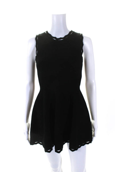 Milly Childrens Girls Knit Zig Zag Hem Fit & Flare A Line Dress Black Size 10