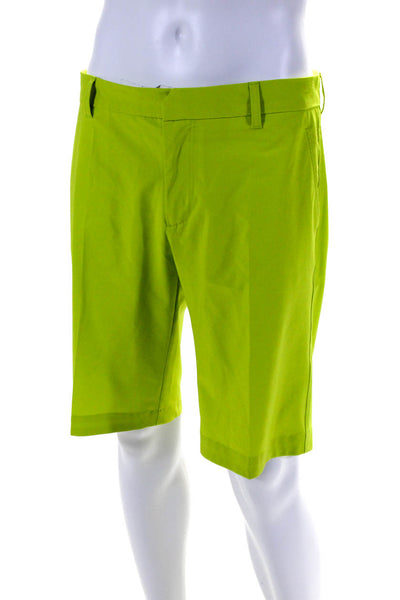J Lindeberg Mens Pleated Front 10" True 2.0 Bermuda Shorts Neon Green Size 32