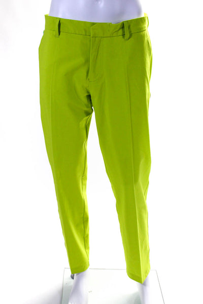 J Lindeberg Mens Slim Fit Pleated Front Straight Leg Trousers Neon Green Size 32