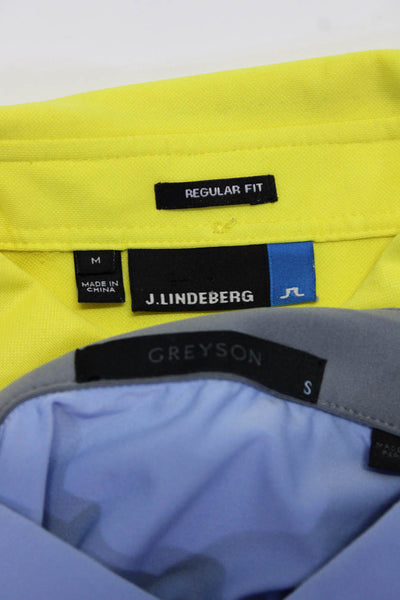 Greyson J Lindeberg Mens Short Sleeve Polo Shirts Blue Yellow Size S M Lot 2