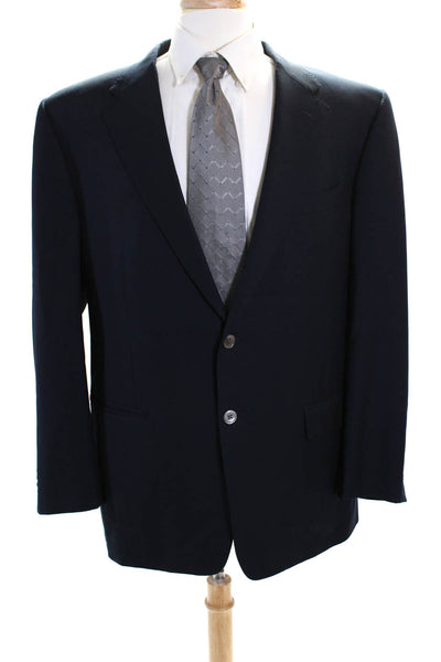 Corneliani Mens Wool Single Breasted Notched Lapel Blazer Jacket Navy Size 56