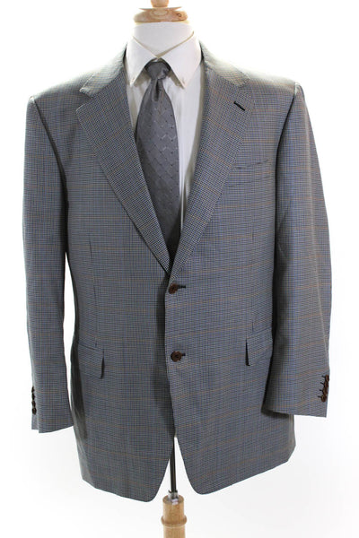 Canali Men Wool Houndstooth Print Single Breasted Blazer Jacket Gray Size 40